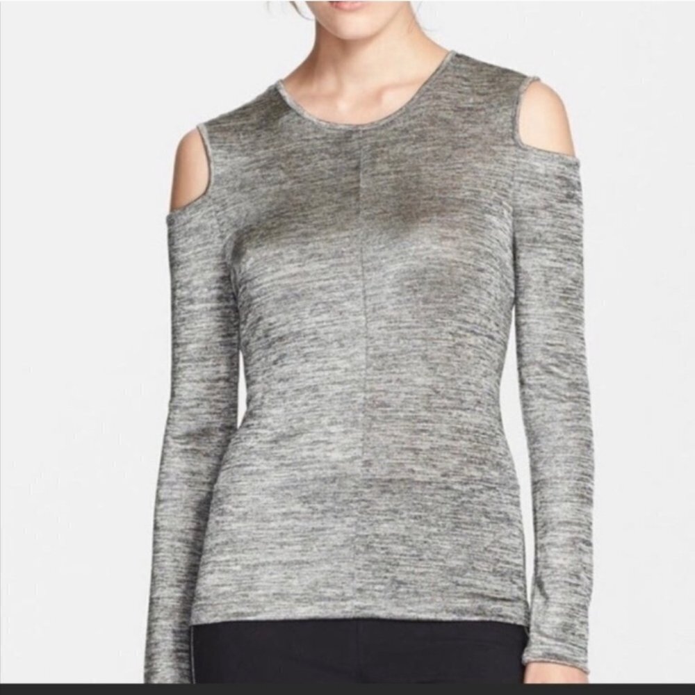 Rag & Bone Metallic Silver Michelle Cold Shoulder Top